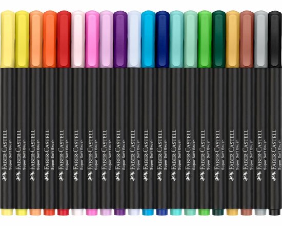 Stylos pinceaux Faber-Castell - Édition noire - 20 couleurs dans un étui en carton - FC-116452