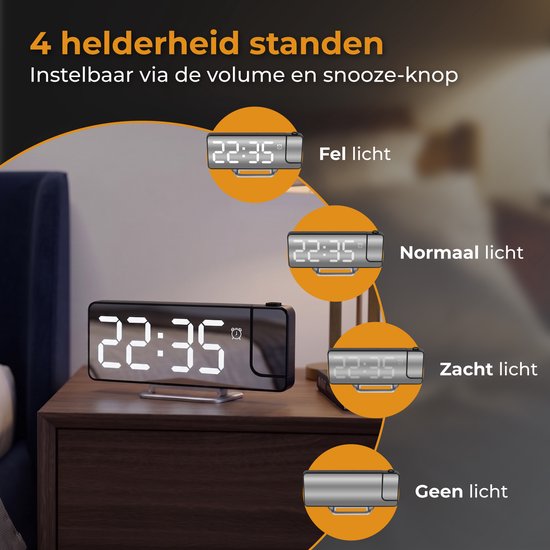 Réveil numérique Nuvance avec projection - Horloge numérique pour chambre à coucher - Fonction snooze - Réveils numériques - Réveil