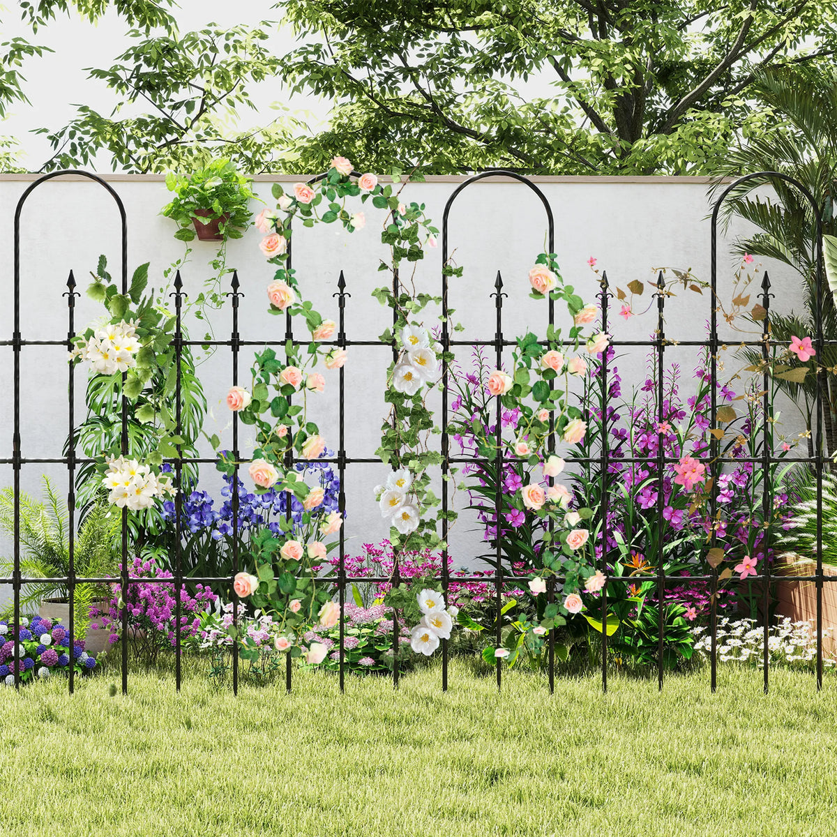 Coast Plant Rack for Climbing Plants and Roses - 146 x 186 cm - Support de jardin en métal noir pour fleurs, légumes et plantes grimpantes