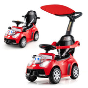 Voiture à roulettes 3-en-1 Coast avec poignée de poussée - compartiment de rangement - pare-soleil réglable - rouge