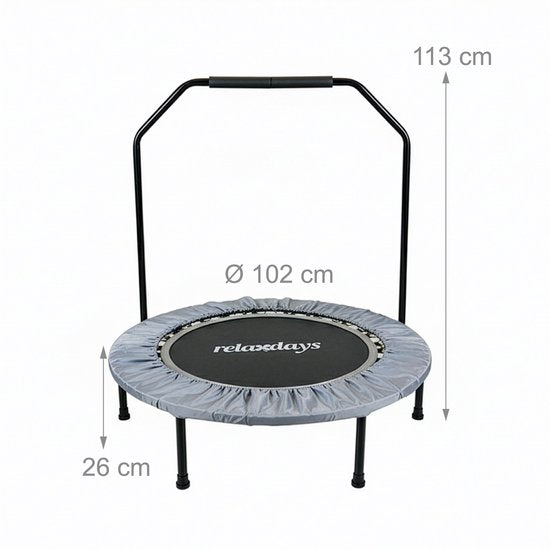 Trampoline de fitness - Ø 102 cm - pliable - gris