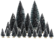 Luville Village de Noël miniature - Lot de 21 sapins en poils - Décorations de Noël d'intérieur - Décorations de Noël pour village de Noël - Hauteurs variées jusqu'à H22 x Ø8 cm - Vert
