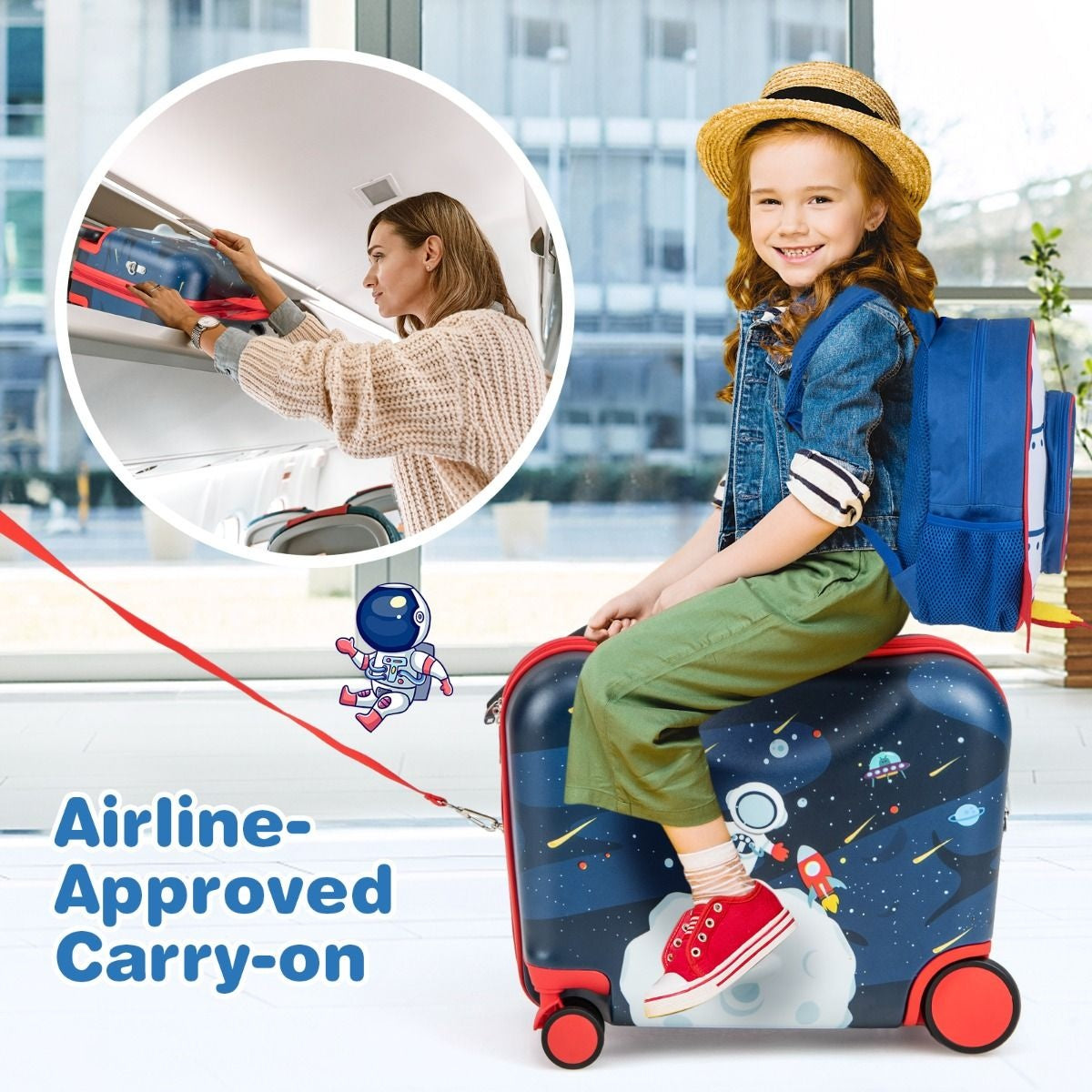 Valise et sac à dos de voyage pour enfants Coast - thème de l'espace - noir/bleu