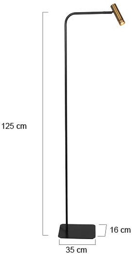 Lampadaire Lumo 4607BR - lampe de lecture moderne noire avec des touches de bronze, orientable et à intensité variable, Mexlite