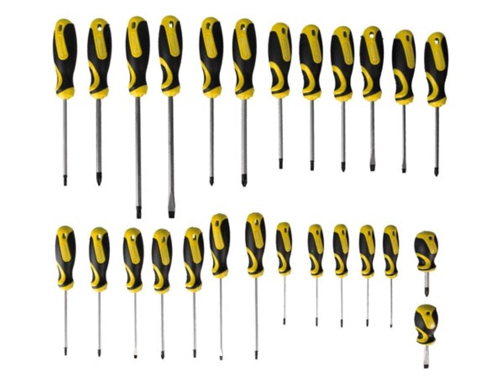 Toolland Schroevendraaierset, 26-delig, met houder, magnetische punt, ergonomishe anti-slip soft grip-handgreep, ergonomisch ontwerp, anti-slip handgreep, chroom-vanadiumstaal