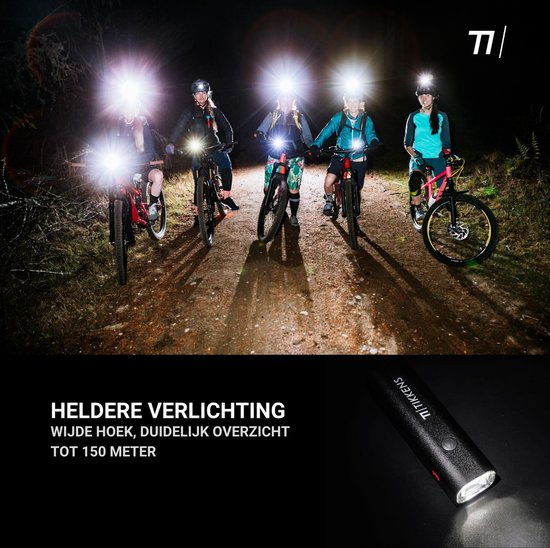 TIKKENS Kit d'éclairage LED pour vélo - Eclairage vélo USB rechargeable - Eclairage vélo avant et arrière - Eclairage VTT et vélo de route - Eclairage vélo avant et arrière étanche