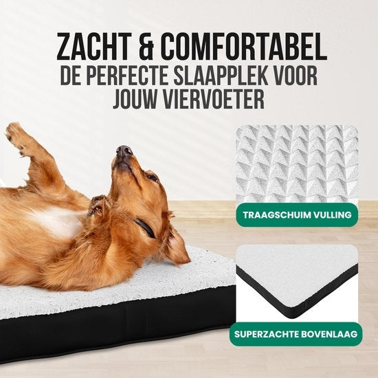 Avalo Coussin orthopédique pour chien M - 76x51 cm - Lavable / Mousse à mémoire de forme / Antidérapant - Panier orthopédique pour chien