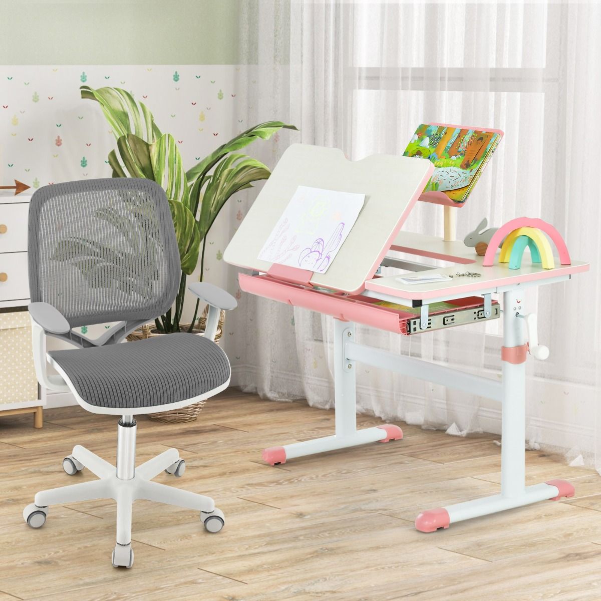 Chaise de bureau pour enfant Coast - réglable en hauteur - conception ergonomique - grise