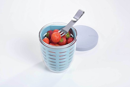 Mepal - Pot à fruits et légumes Ellipse - 600 ml - Fourchette incluse - Bleu nordique