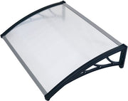 AXI Lux Auvent pour porte et véranda Noir – 128 x 75 x 24 cm – Polycarbonate transparent – Cadre en aluminium – Protection UV – Matériel de montage inclus