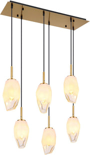 Globo - Lampe suspendue Barcley - Métal laiton - Verre opale et transparent - Design classique - Raccord E14 - Hauteur réglable