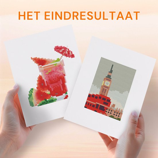 Rubye® Mini peintures de diamants - 2 pièces - Set - Adultes - Peinture de diamants pour enfants - Big Ben & Watermelon Cocktail- 15x20cm
