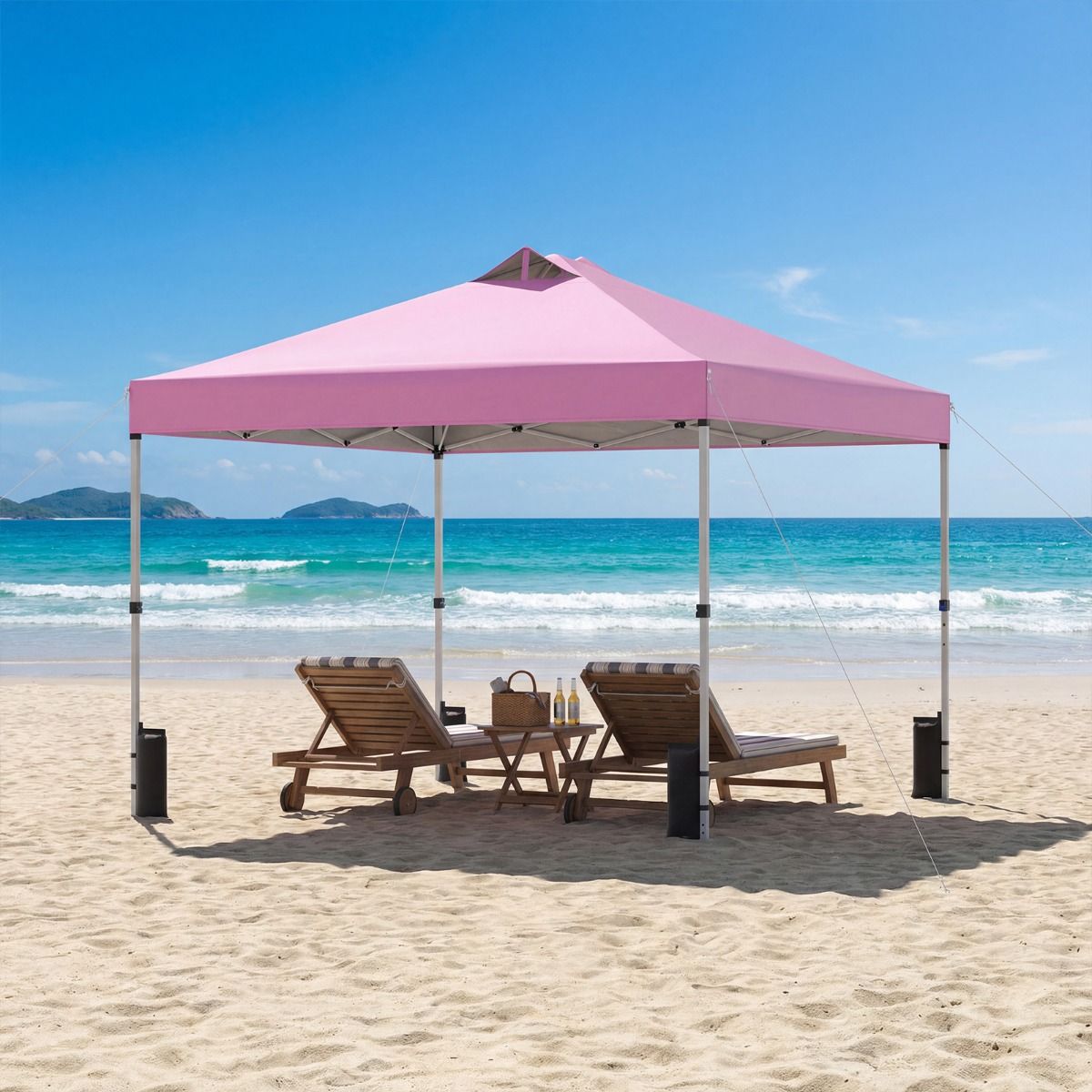 Tente de fête Coast Pop-up - pavillon pliable - avec sac de transport et sacs de sable - 300 x 300 cm - bleu