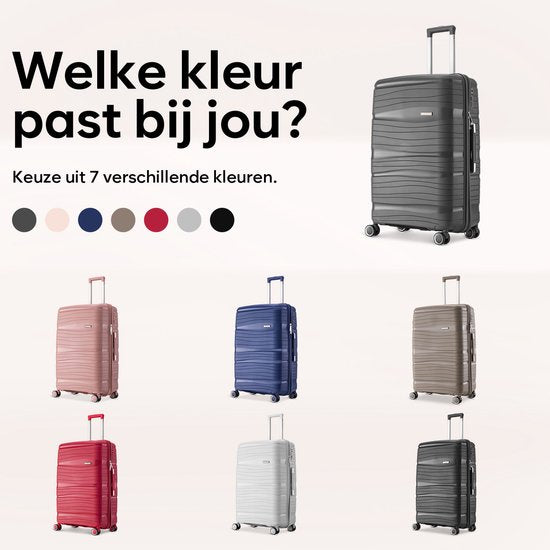 SKYCASES Travelin' Charm 4-Piece Trolley Set - Hand Luggage & Check-in Suitcases - 32L/60L/98L - Number Lock - 360° Noiseless Wheels - Lightweight & Sturdy - Modern Design - Anthracite V2