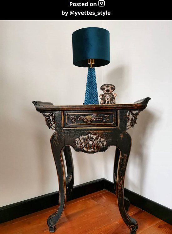 Lucide EXTRAVAGANZA VELVET - Lampe de table - Ø 25 cm - 1xE27 - Turquoise