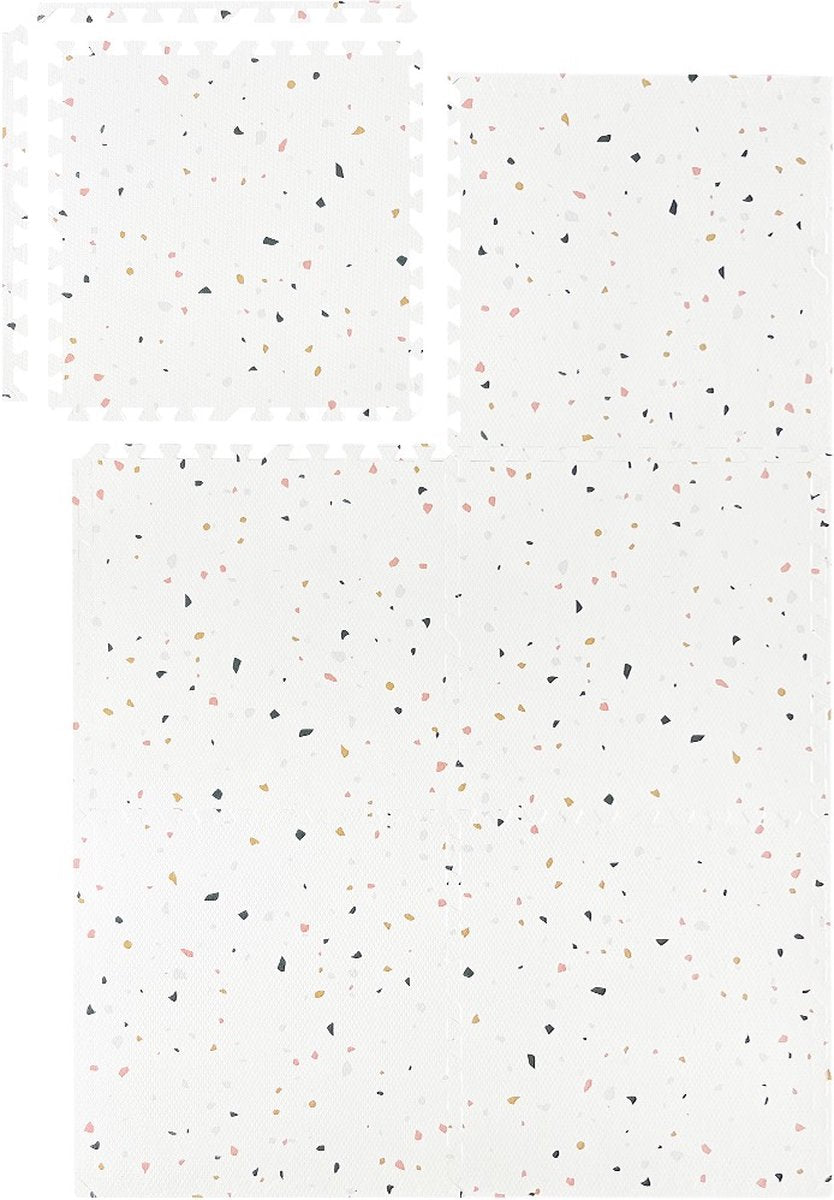 Tapis de jeu de luxe NilaFee pour bébé – Tapis puzzle Terrazzo – 180 x 120 x 1,5 cm – Blanc classique