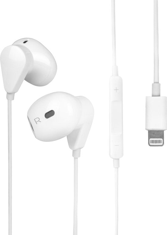 Écouteurs avec fil - Nuvance - Compatibles avec Lightning - Écouteurs intra-auriculaires avec fil - Écouteurs avec fil et microphone - Blanc