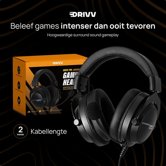 Drivv. PRO Gaming Headset with Microphone - Casque de jeu - Convient pour PS4, PS5, Xbox One, Xbox Series et PC