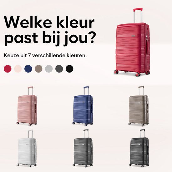 SKYCASES Travelin' Charm - 28-inch Large Travel Suitcase - Number Lock - 41x24x69 cm - 98L - Lightweight, Waterproof & Durable - Rouge
