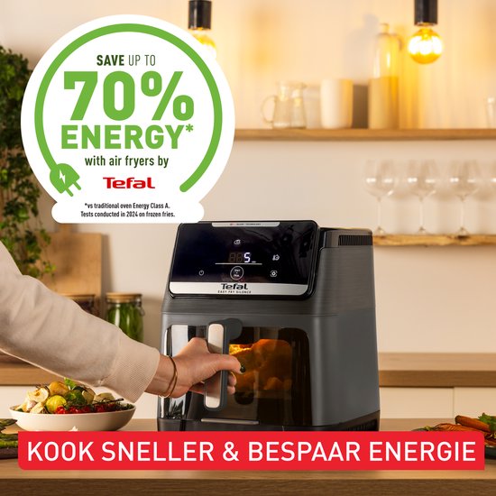 Tefal Easy Fry Silence XXL EY846H - Friteuse à air chaud silencieuse XXL 7 L - 1 700 W - 43 dB - 10 programmes - 55 % plus rapide - Pour 8 personnes