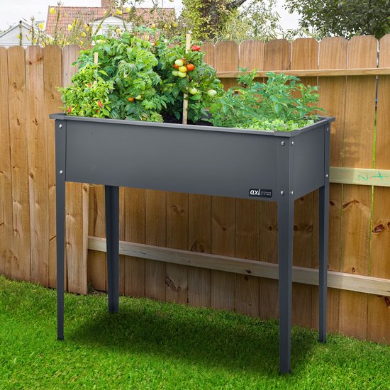 Jardinière surélevée en métal AXI – Jardinière de potager en métal sur pieds 100 x 30 x 80 cm – Avec drainage – Potager surélevé – Acier thermolaqué – Jardinière pour jardin et balcon