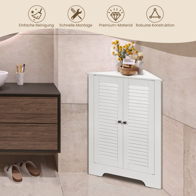Armoire d'angle Coast - Porte à lamelles - Etagère réglable - MDF - 63 x 32 x 81,5 cm - Blanc