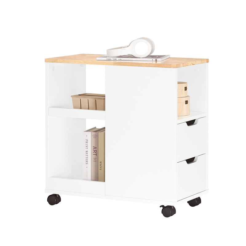 SoBuy Table d'appoint - FBT130-WN - 2 tiroirs et étagères - 60 x 30 x 60 cm - Blanc
