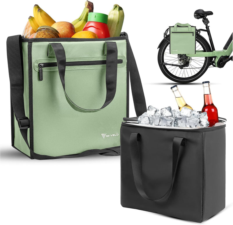 MIVELO Sac à vélo 3-en-1 - Imperméable - Sac glacière amovible - 25L - Mint