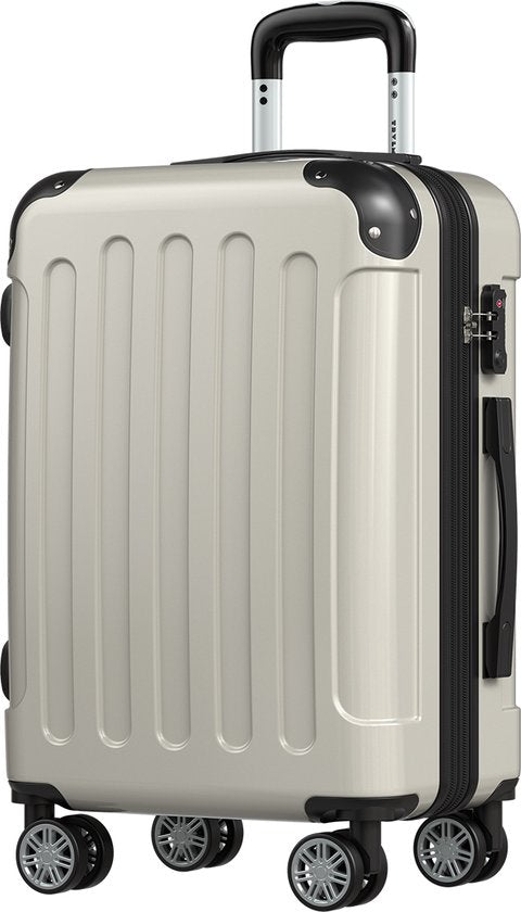 TRVLMORE Valise à main - 45L - Serrure TSA - Léger - Extensible - Trolley - 54x36x22cm - Champagne
