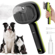 Brosse à vapeur Pecute pour animaux de compagnie, réservoir d'eau de 55 ml, autonettoyante en un clic, brosse de toilettage en acier inoxydable rechargeable par USB pour chats et chiens, verte