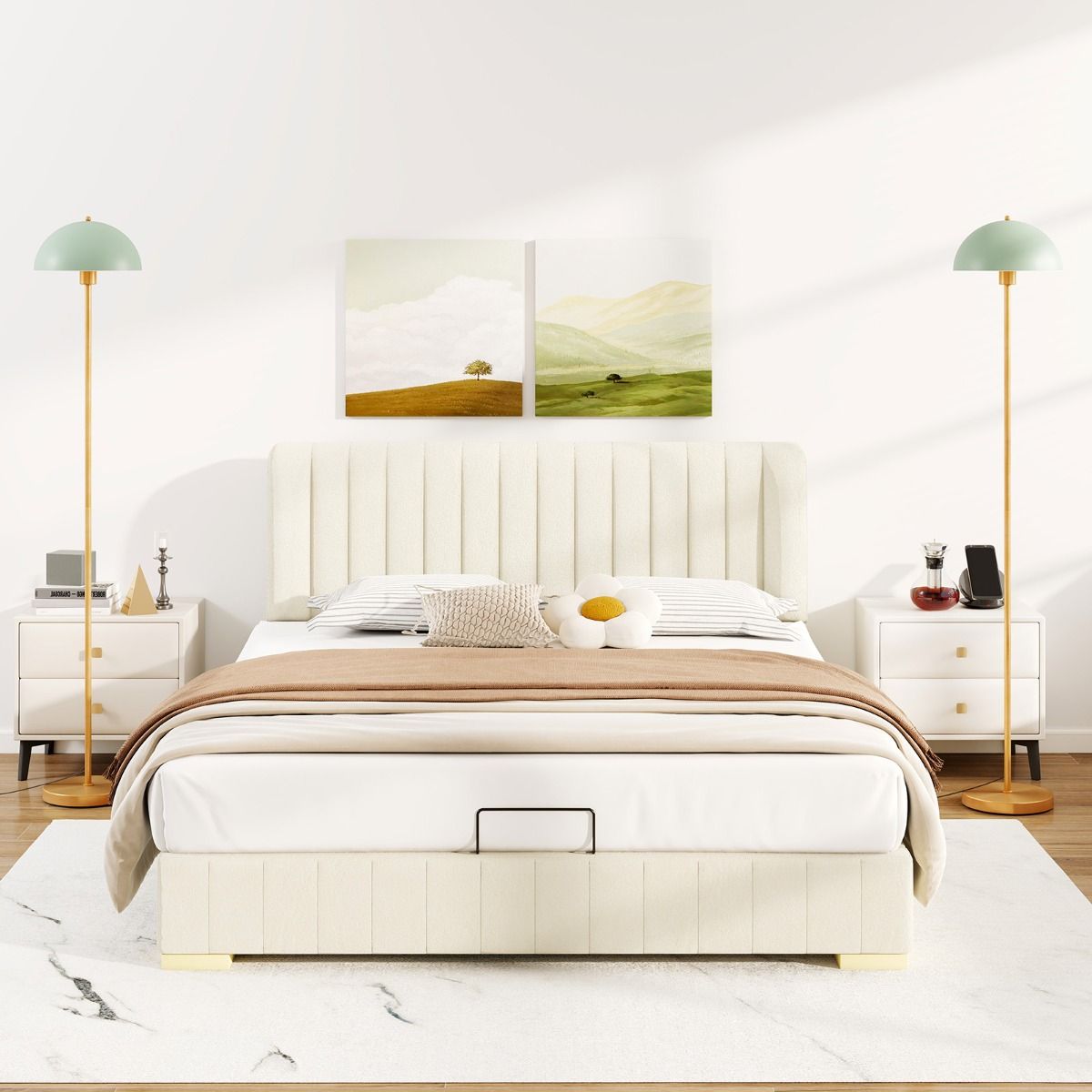 Lampe sur pied Coast - tête orientable - abat-jour incassable - doré, vert et blanc - 163 cm
