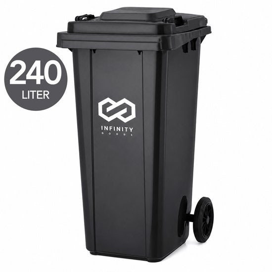 Infinity Goods Kliko 240 L - Conteneur à déchets - Conteneur à roulettes - Mini-conteneur en plastique - Avec roues - Gris