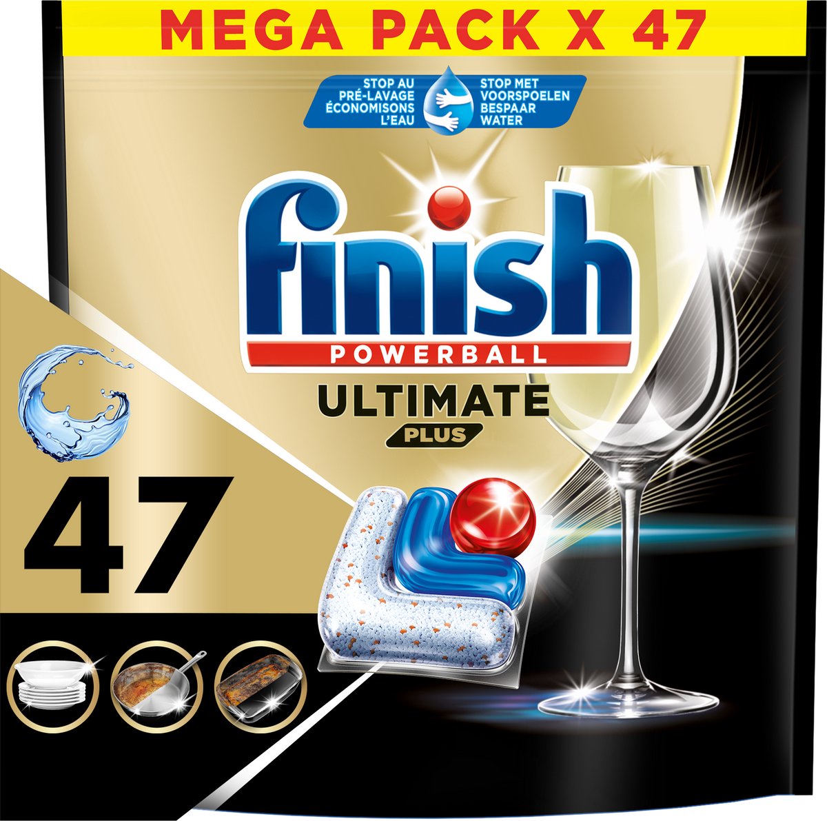 Finish Ultimate Plus All in One Dishher Tablets Regular - 47 Capsules - 15.5 x 11 x 9 cm - Blanc/Bleu