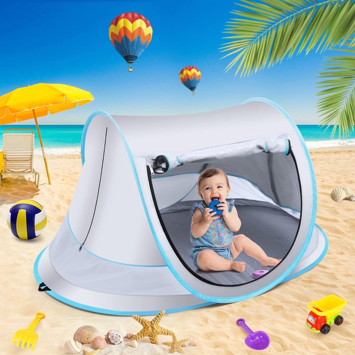 Fuegobird BabyBox Lit de Camping - UV50+ - Pliable - Moustiquaire incluse - 140 x 65 x 90 cm - Silver