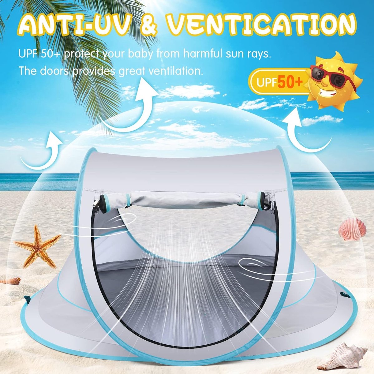 Fuegobird BabyBox Lit de Camping - UV50+ - Pliable - Moustiquaire incluse - 140 x 65 x 90 cm - Silver