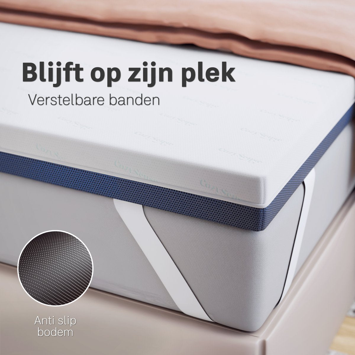 CozySense DualFeel Topper 120x200 cm - Cool & Warm Side - 7.5 cm - Medium Comfort - White/Blue