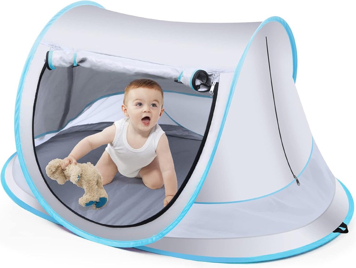 Fuegobird BabyBox Lit de Camping - UV50+ - Pliable - Moustiquaire incluse - 140 x 65 x 90 cm - Silver