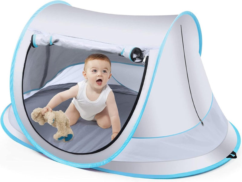 Fuegobird BabyBox Lit de Camping - UV50+ - Pliable - Moustiquaire incluse - 140 x 65 x 90 cm - Silver