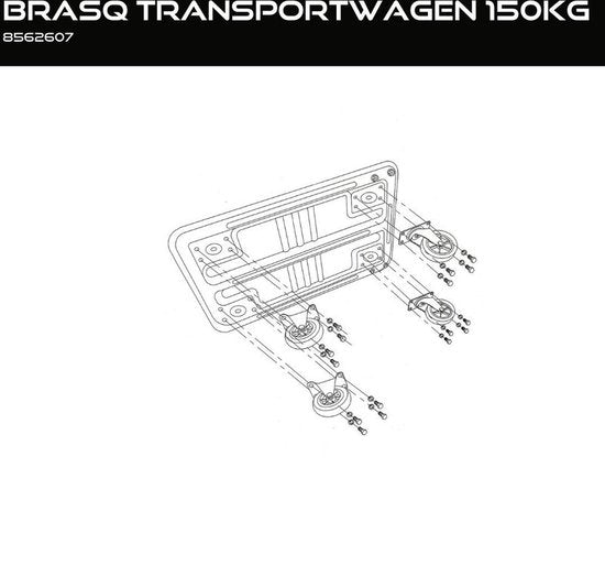 BRASQ Chariot de transport - Capacité 150 KG - Chariot à plate-forme - Rouleau à meubles - Dolly - Chariot de transport - Chariot d'entrepôt - Chariot à plate-forme