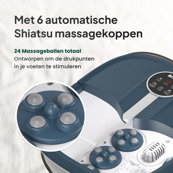Brixy Bain de pieds à massage automatique - Appareil de massage des pieds - Bain de pieds électrique - Pliable - Chauffe jusqu'à 48°C - 14L