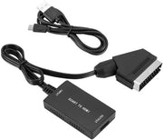 Adaptateur SCART vers HDMI - Convertisseur - Câble SCART et câble HDMI - Adaptateur vidéo - Convertisseur SCART vers HDMI - Plug & Play - Full HD 1080p