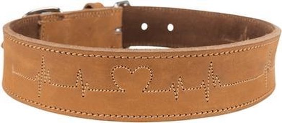 Trixie - Collier rustique en cuir « Hartslag » - Marron - 55-65 x 4 cm