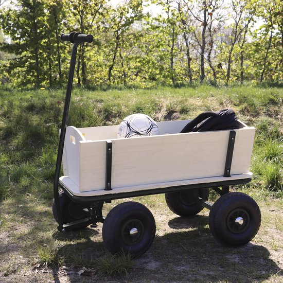 Sunny Billy Beach Wagon Chariot Noir - Bois brut - Chariot avec pneus à air - 94x61x97cm