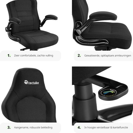 tectake® - chaise de bureau chaise gaming - chaise de bureau de luxe chaise de bureau - chaise de course chaise de bureau chaise gaming Springsteen - noir