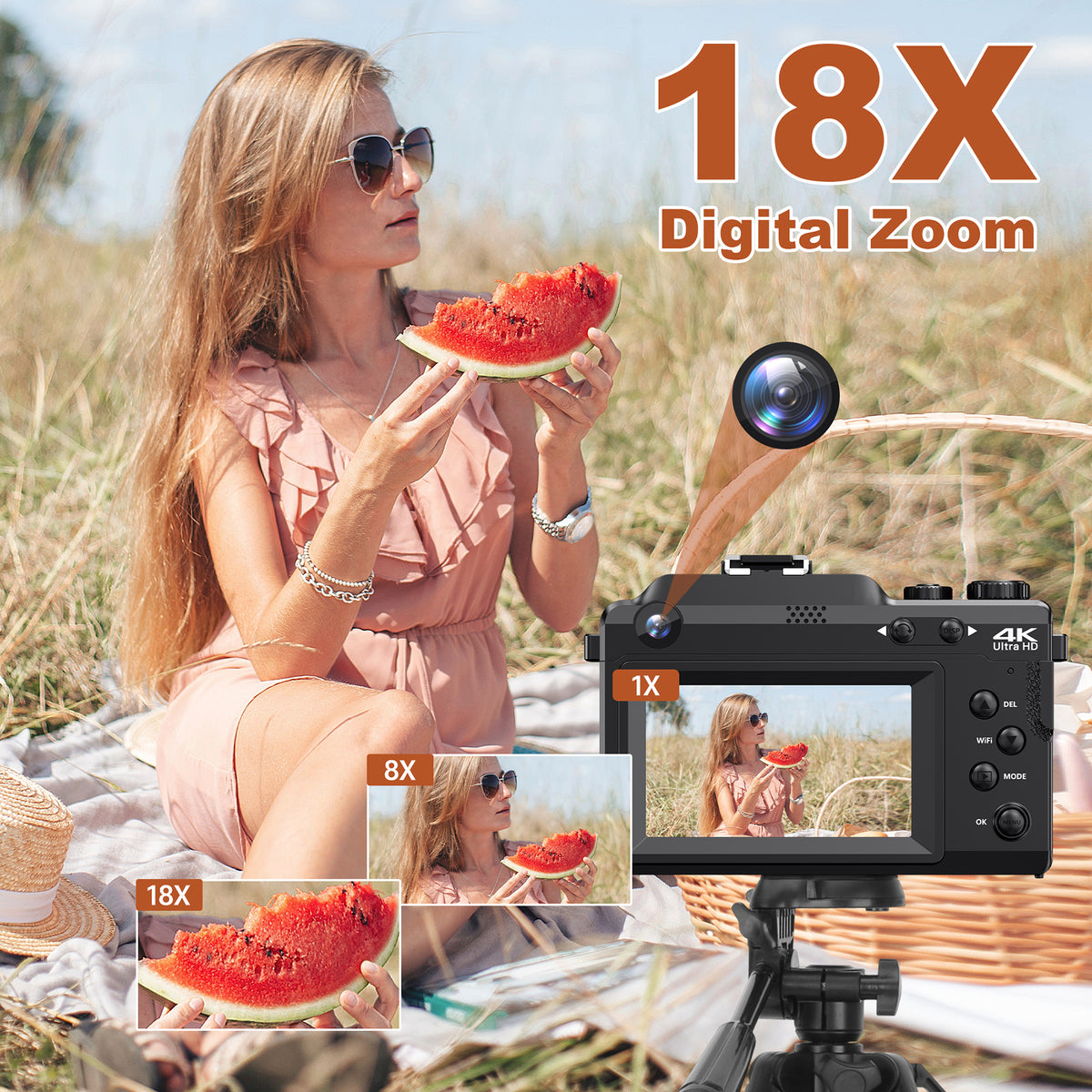Appareil photo numérique 4K KOMERY X9 - 64 MP - noir