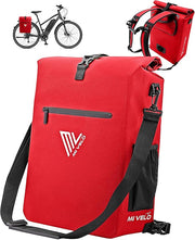 MIVELO Pannier - Sac à dos et sac à bandoulière 3-en-1 - Imperméable et compartiment pour ordinateur portable - 25 litres - Rouge