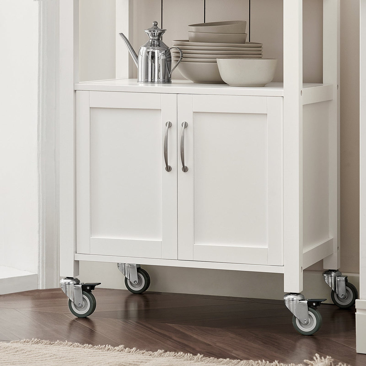 SoBuy Chariot de cuisine avec 1 tiroir et 2 portes - Max. 30KG - 44,5 x 60 x 90 cm - Blanc