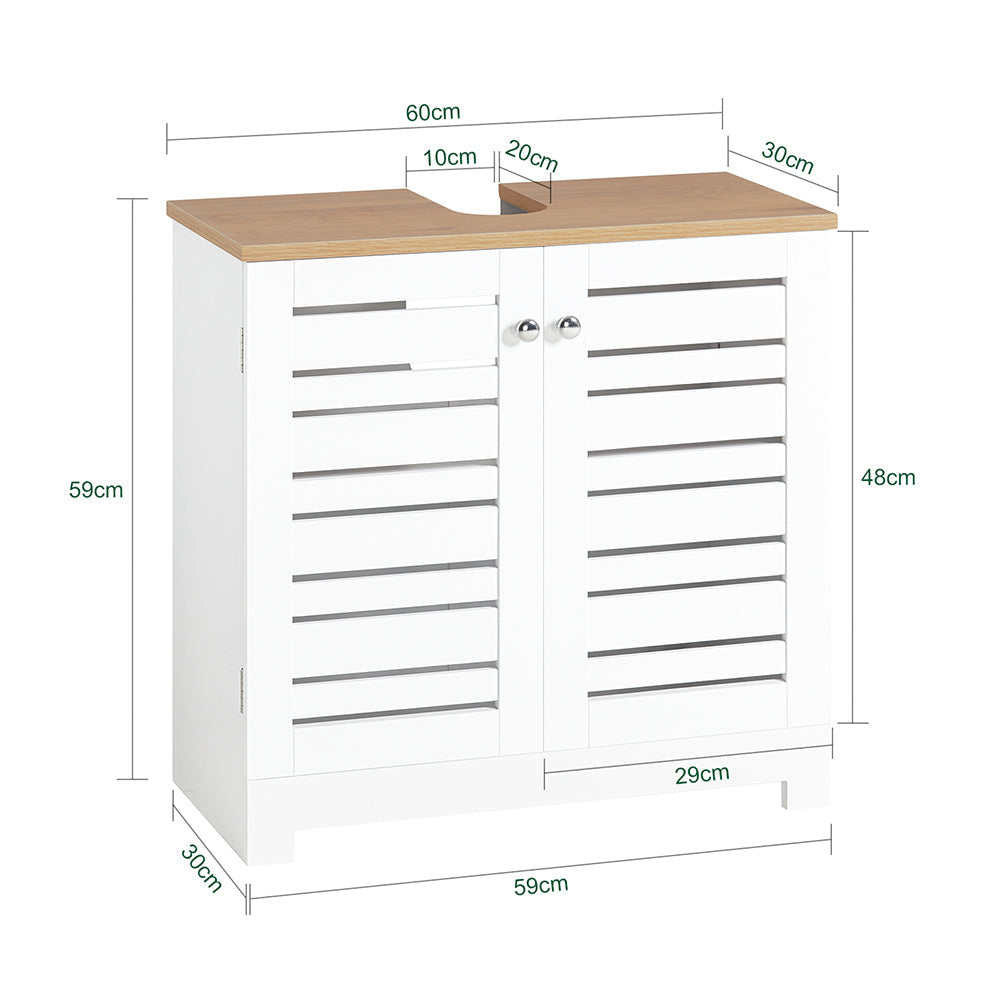 SoBuy Meuble de salle de bain - 2 couches - 2 portes - 60 x 30 x 59 cm - blanc