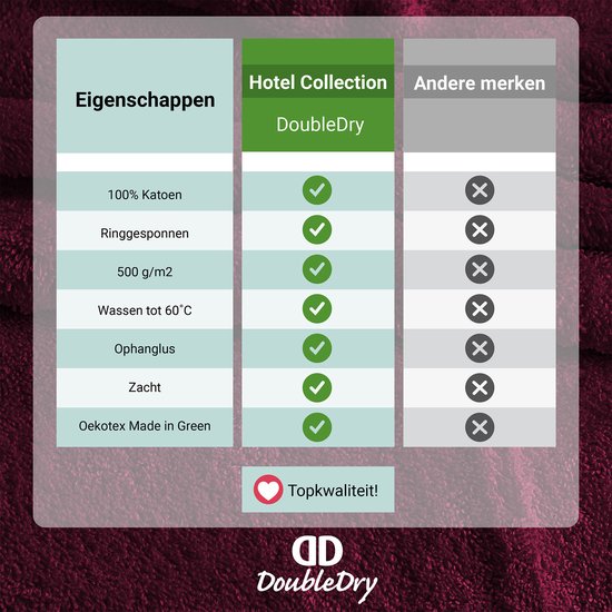 Serviettes DoubleDry XL 70 x 140 - lot de 6 - qualité hôtelière 500 g/m² - 6 x rouge bordeaux
