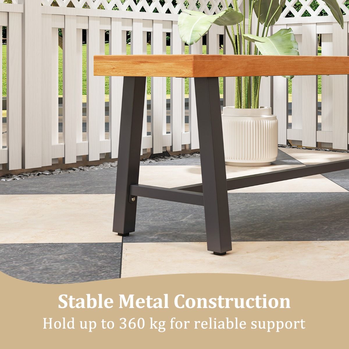 Coast Lot de 2 bancs d'extérieur en bois d'acacia 160 cm - Bancs de terrasse pour 3 personnes avec structure en métal noir html Copy Edit